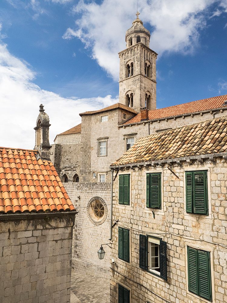 Croatia-Dubrovnik. Dominican monastery red rooftops and churches of Dubrovnik.